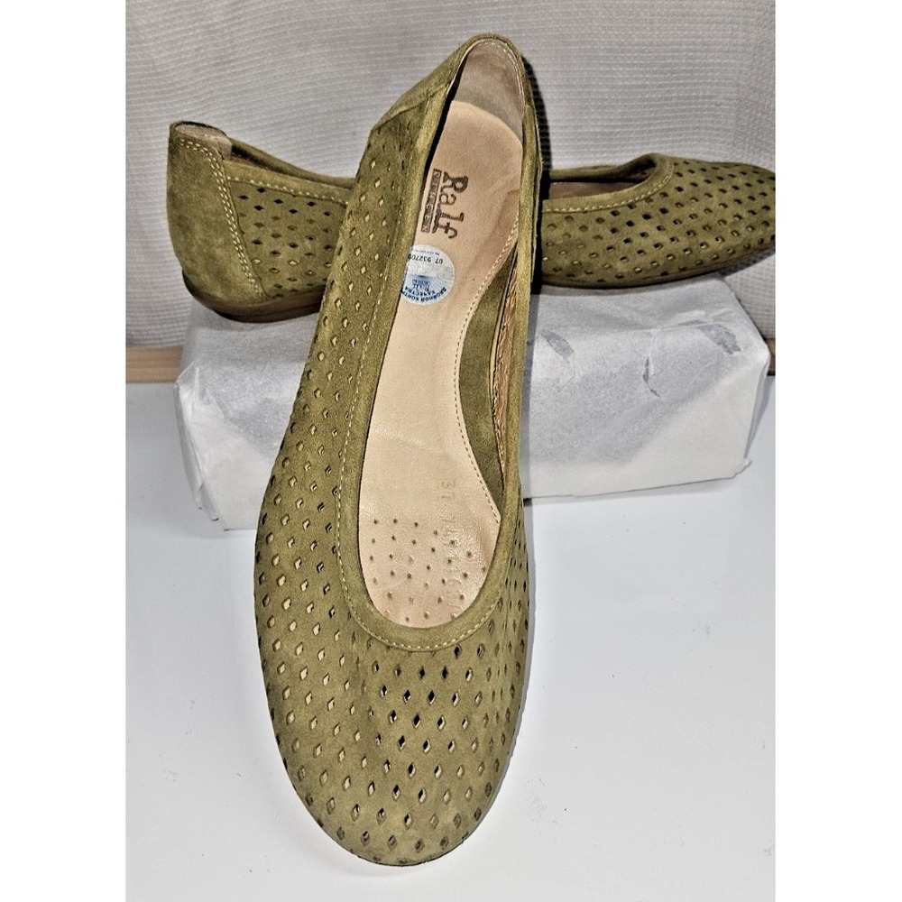 Ralf Finger Russian brand green perforated nubuck upper woman‎ Sz 37/6-6.5